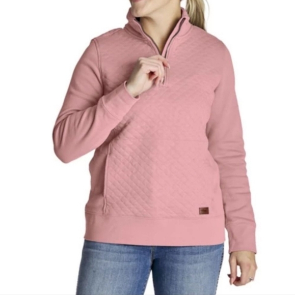 L.L. Bean Women's Quilted Quarter-Zip Pullover Sweatshirt Pink Size Large - Picture 12 of 13